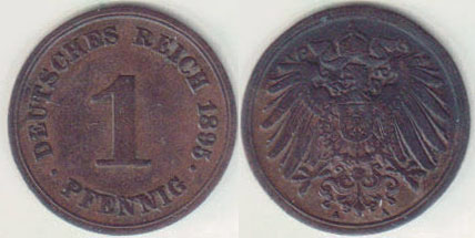1895 A Germany 1 Pfennig A008881
